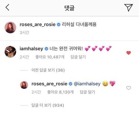 [PANN] Şarkıcı Halsey, Rose'nin Instagram hesabına yorum bıraktı