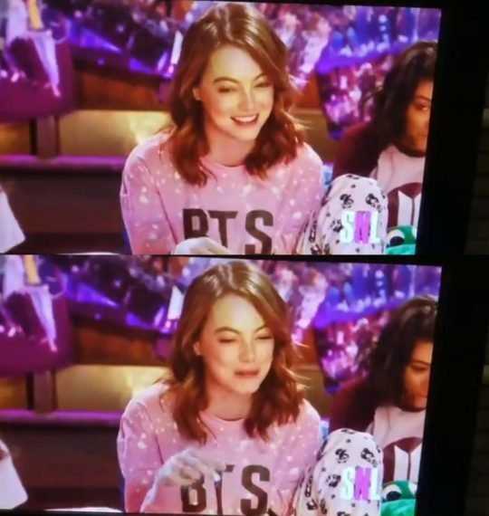 Emma Stone 'SNL' fragmanında BTS tişörtü giydi