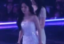 Irene, KGMA merdivenlerinde tökezledi